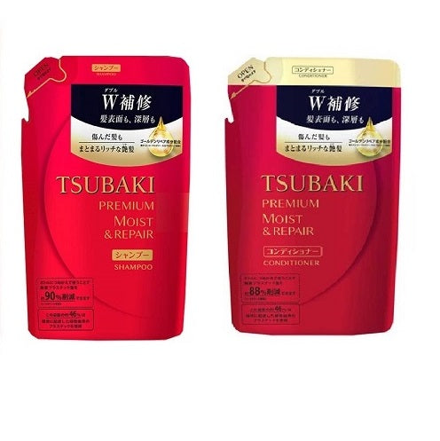 資生堂 TSUBAKI プレミアムモイスト&リペア シャンプー/コンディショナー 詰替え 330ml x 18pack/ケース, 日本製 Shiseido TSUBAKI Premium Moist & Repair Shampoo/Conditioner 330ml Refill x 18 packs/ case, Made in Japan