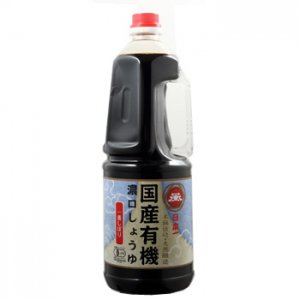 国産有機濃口しょうゆ(一番しぼり)1.8L x 6本/ ケース, 日本産, Organic Koikuchi Shoyu (Dark Soy Sauce) brewed in traditional wooden barrels, 1.8L x 6 bottles, Product of Japan