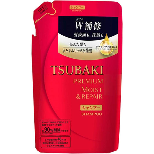 資生堂 TSUBAKI プレミアムモイスト&リペア シャンプー/コンディショナー 詰替え 330ml x 18pack/ケース, 日本製 Shiseido TSUBAKI Premium Moist & Repair Shampoo/Conditioner 330ml Refill x 18 packs/ case, Made in Japan
