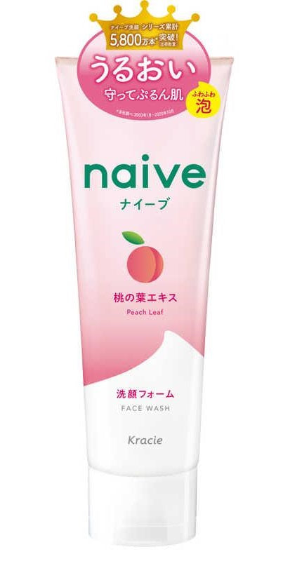 クラシエ ナイーブ 洗顔フォーム【桃の葉エキス配合】130g x 36本/ケース, 日本製 Kracie NAIVE Foaming Facial Cleanser 【Peach Leaf Extract】 130g x 36 count/ case, Made in Japan