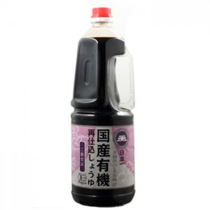 日本一しょうゆ 国産有機再仕込しょうゆ(二段仕込)1.8L x 6本/ ケース, 日本産, Organic Saishikomi Shoyu (Double-brewed Soy Sauce) brewed in traditional wooden barrels, 1.8L x 6 bottles/ case, Product of Japan