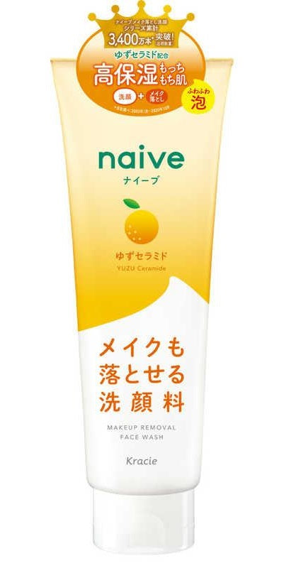クラシエ ナイーブ メイク落とし洗顔フォーム【ゆずセラミド配合】200g x 36本/ケース, 日本製 Kracie NAIVE Make-up Remover & Facial Foam 【Yuzu (Citron) Ceramide】 200g x 36 count/ case, Made in Japan