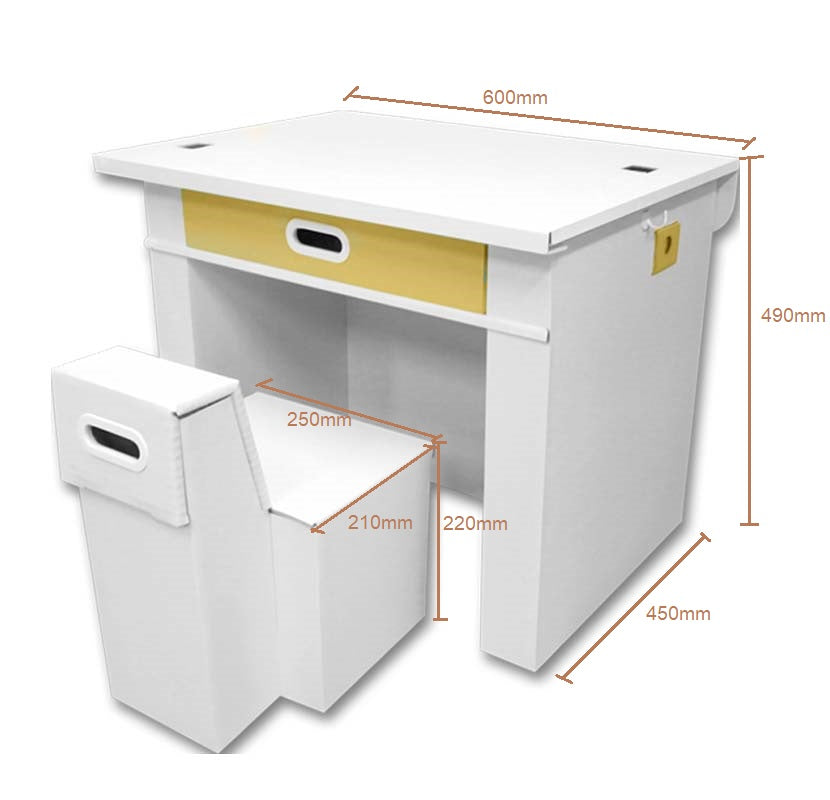 こども用段ボール製デスクセット 3-7歳(おべんきょうごっこ)日本製, Kids Cardboard Desk and Chair Set 3-7 year old, Made in Japan