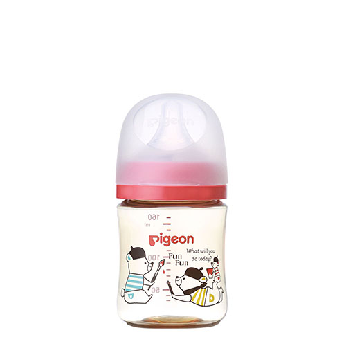 ピジョン 哺乳びん プラスチック(PPSU) 160ml (乳首SSサイズ付)【Bear】Pigeon SofTouch Baby Feeding Bottle Plastic (PPSU) 160ml (with SS size Nipple) 【Bear】