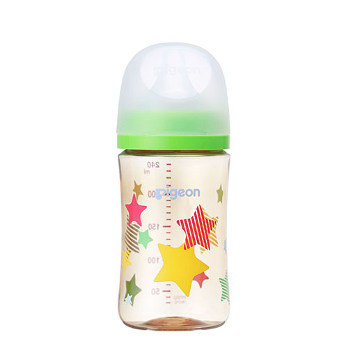 ピジョン 哺乳びん プラスチック(PPSU) 240ml (乳首Mサイズ付)【Star】Pigeon SofTouch Baby Feeding Bottle Plastic (PPSU) 240ml (with M size Nipple) 【Star】