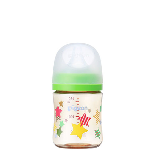 ピジョン 哺乳びん プラスチック(PPSU) 160ml (乳首SSサイズ付)【Star】Pigeon SofTouch Baby Feeding Bottle Plastic (PPSU) 160ml (with SS size Nipple) 【Star】