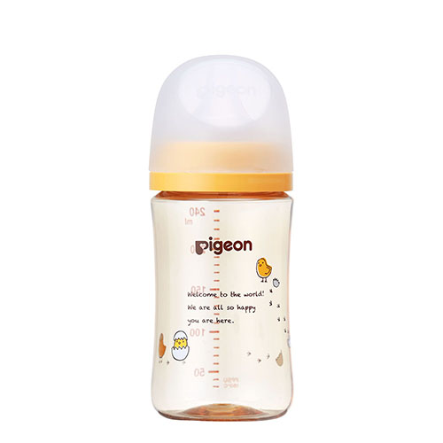 ピジョン 哺乳びん プラスチック(PPSU) 240ml (乳首Mサイズ付)【Bird】Pigeon SofTouch Baby Feeding Bottle Plastic (PPSU) 240ml (with M size Nipple) 【Bird】