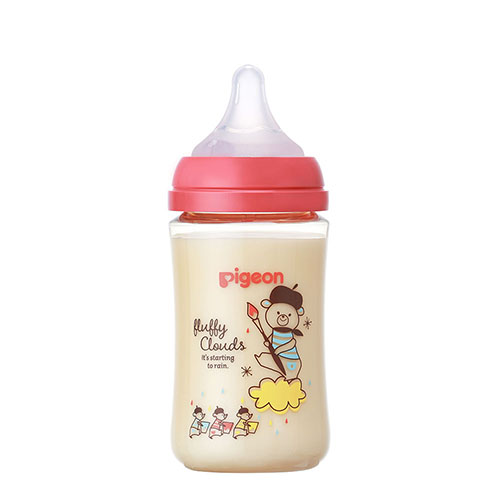 ピジョン 哺乳びん プラスチック(PPSU) 240ml (乳首Mサイズ付)【Bear】Pigeon SofTouch Baby Feeding Bottle Plastic (PPSU) 240ml (with M size Nipple) 【Bear】