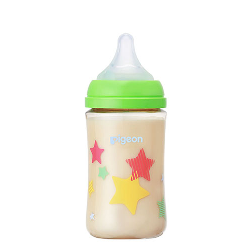 ピジョン 哺乳びん プラスチック(PPSU) 240ml (乳首Mサイズ付)【Star】Pigeon SofTouch Baby Feeding Bottle Plastic (PPSU) 240ml (with M size Nipple) 【Star】