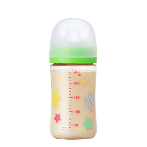 ピジョン 哺乳びん プラスチック(PPSU) 240ml (乳首Mサイズ付)【Star】Pigeon SofTouch Baby Feeding Bottle Plastic (PPSU) 240ml (with M size Nipple) 【Star】