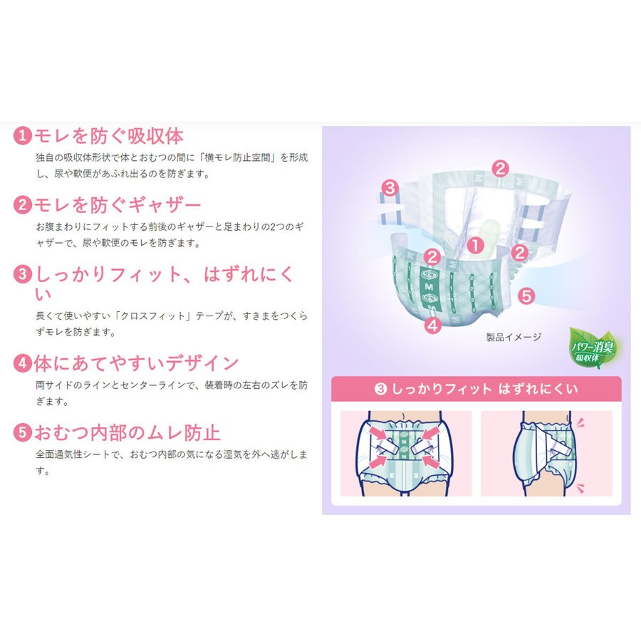 リブドゥ リフレ 簡単テープ止めタイプ 横モレ防止 M30枚 日本製, Livedo REFRE Adult Diapers with easy Fastening tape, Side Leak Prevention, Unisex, M size 30 count, Made in Japan