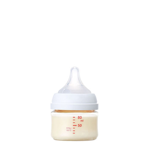 ピジョン 哺乳びん プラスチック(PPSU) 80ml (乳首SSサイズ付)Pigeon SofTouch Baby Feeding Bottle Plastic (PPSU) 80ml (with SS size Nipple) 【Pigeon Logo】