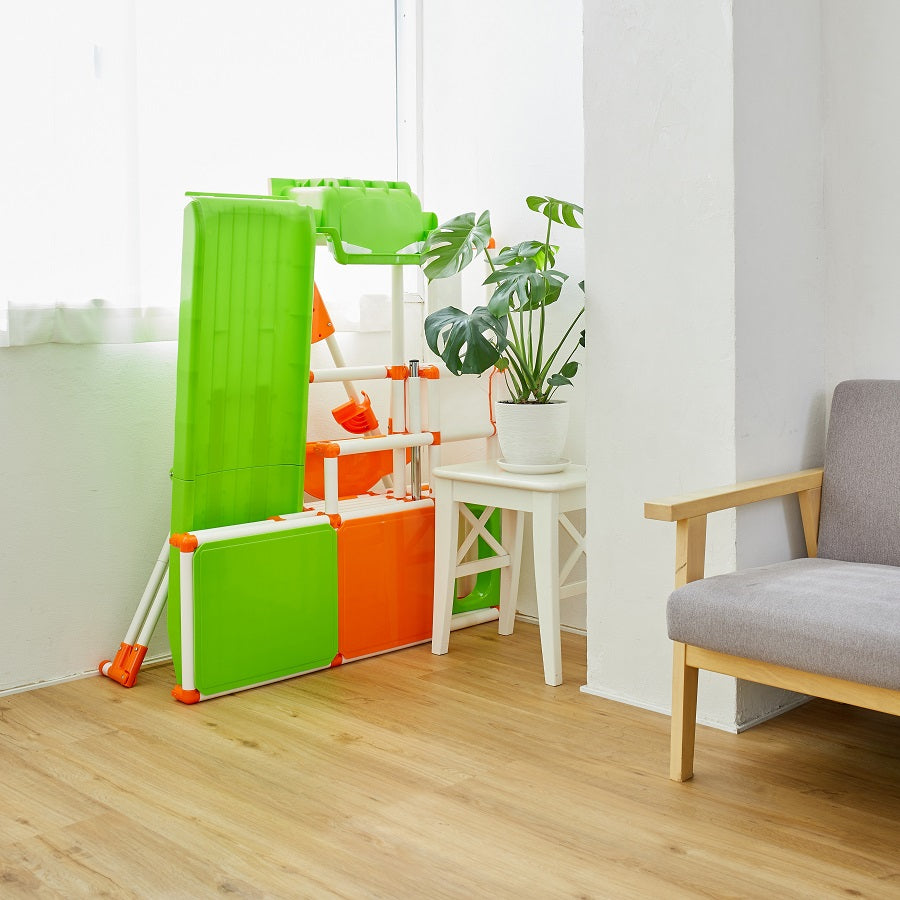 ノナカ おりたたみロングスロープ キッズパーク SPプラス 2~5才用, 日本ブランド, Nonaka Foldable 4 in 1 indoor Kids Park (Model: SP Plus) with Long Slide, Swing, Climbing Jungle gym, and Gymnastics horizontal bar for 2-5 year old, Japan Brand, Designed in Japan