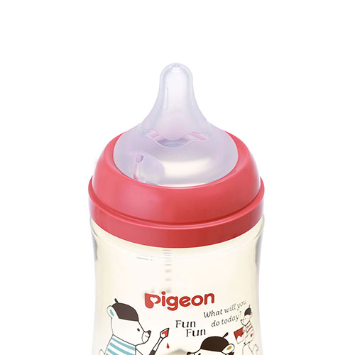 ピジョン 哺乳びん プラスチック(PPSU) 160ml (乳首SSサイズ付)【Bear】Pigeon SofTouch Baby Feeding Bottle Plastic (PPSU) 160ml (with SS size Nipple) 【Bear】