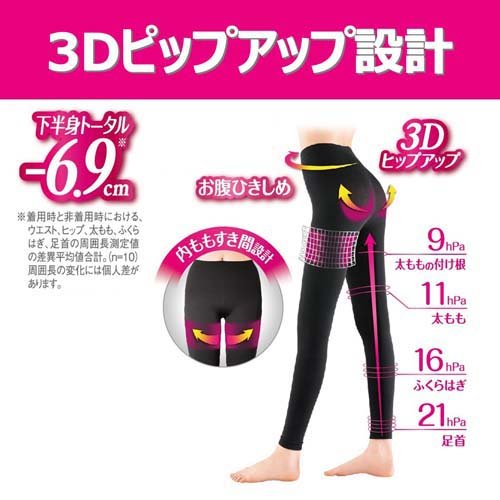 ピップ スリムウォーク Beau-Acty 美脚&美尻レギンス PH739 ブラックM-L 日本製, Pip SLIMWALK Beau-Acty Beautiful Legs & Hip Leggings for Sport PH739 Black M-L, Made in Japan