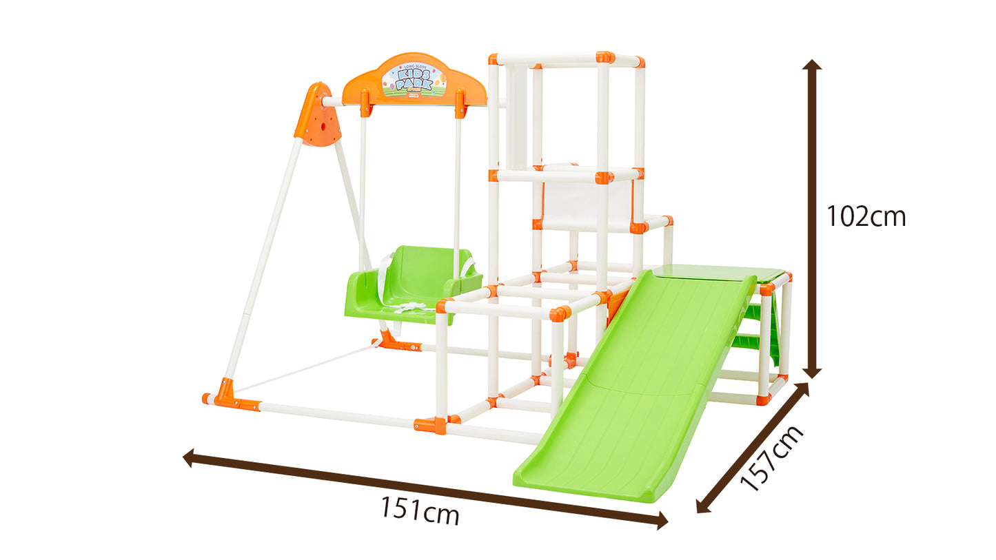 ノナカ おりたたみロングスロープ キッズパーク SPプラス 2~5才用, 日本ブランド, Nonaka Foldable 4 in 1 indoor Kids Park (Model: SP Plus) with Long Slide, Swing, Climbing Jungle gym, and Gymnastics horizontal bar for 2-5 year old, Japan Brand, Designed in Japan