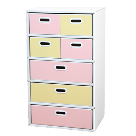 段ボール製 整理ダンス チェスト Bタイプ(5段仕様)日本製, Cardboard Drawer Dresser B-type (7 Drawer, 5 Tier), Made in Japan