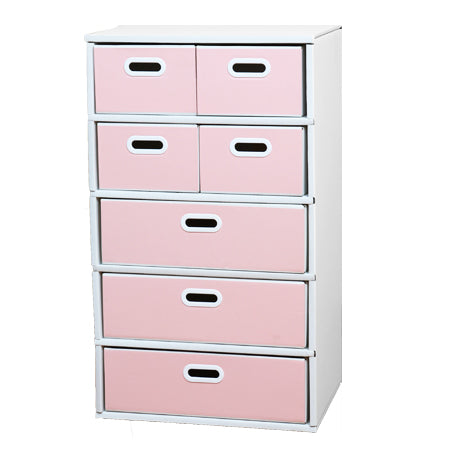 段ボール製 整理ダンス チェスト Bタイプ(5段仕様)日本製, Cardboard Drawer Dresser B-type (7 Drawer, 5 Tier), Made in Japan