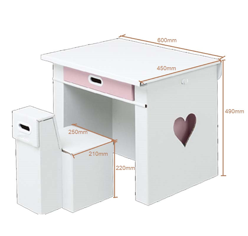 こども用段ボール製デスクセット 3-7歳(エコかわデスクセット)日本製, Kids Cardboard Kawaii Desk and Chair Set 3-7 year old, Made in Japan