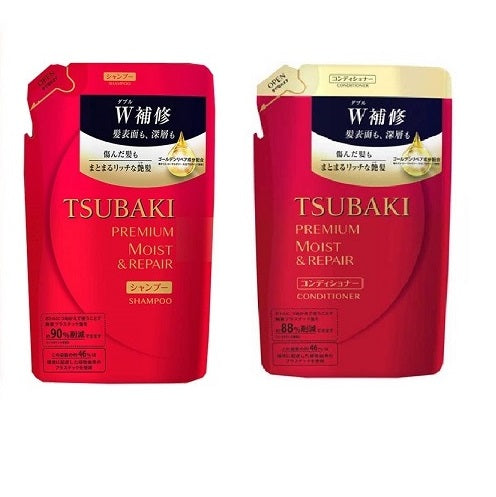 資生堂 TSUBAKI プレミアムモイスト＆リペア シャンプー/コンディショナー 詰替え 330ml x 18pack/ケース, 日本製 Shiseido TSUBAKI Premium Moist & Repair Shampoo/Conditioner 330ml Refill x 18 packs/ case, Made in Japan