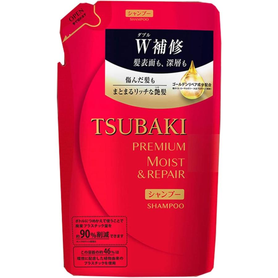 資生堂 TSUBAKI プレミアムモイスト＆リペア シャンプー/コンディショナー 詰替え 330ml x 18pack/ケース, 日本製 Shiseido TSUBAKI Premium Moist & Repair Shampoo/Conditioner 330ml Refill x 18 packs/ case, Made in Japan