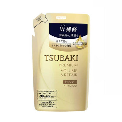 資生堂 TSUBAKI プレミアムボリューム＆リペア シャンプー/コンディショナー 詰替え 330ml x 18pack/ケース, 日本製 Shiseido TSUBAKI Premium Volume & Repair Shampoo/Conditioner 330ml Refill x 18 packs/ case, Made in Japan