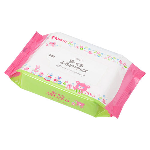 ピジョン 手・くちふきとりナップ 70枚 6個パック 日本製 Pigeon Hand and Mouth Wet Tissues 70 count x 6/ pack, Made in Japan