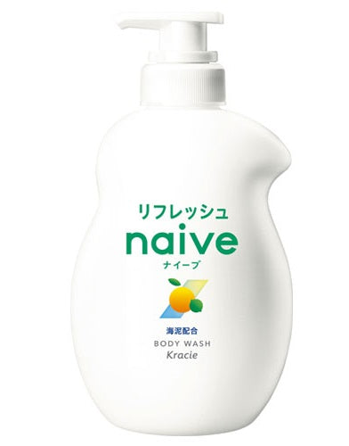 クラシエ ナイーブ リフレッシュボディソープ【海泥配合】530ml x 12本/ケース, 日本製 Kracie NAIVE Refresh Liquid Body Soap【Sea Silt】 530ml x 12 bottles/ case, Made in Japan