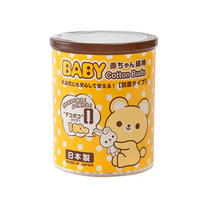 山洋　ベビー綿棒　でこぼこ180本　日本製 Sanyo Baby Cotton Swab with Spiral Head 180 count/pack, Made in Japan
