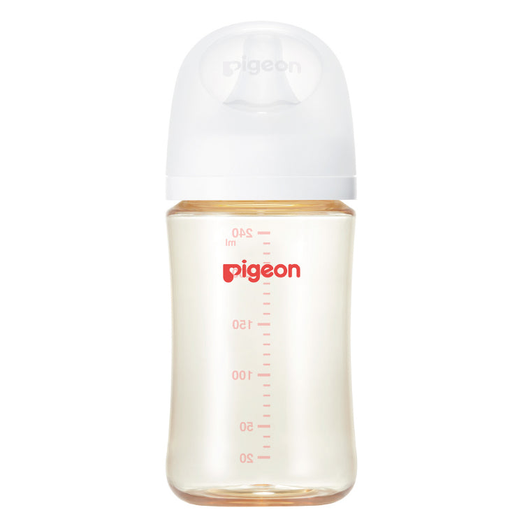 ピジョン 哺乳びん プラスチック(PPSU)  240ml (乳首Mサイズ付）Pigeon SofTouch Baby Feeding Bottle Plastic (PPSU) 240ml  (with M size Nipple) 【Pigeon Logo】