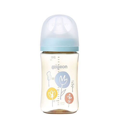 ピジョン 哺乳びん プラスチック(PPSU)  240ml (乳首Mサイズ付）【Flower】Pigeon SofTouch Baby Feeding Bottle Plastic (PPSU) 240ml  (with M size Nipple) 【Flower】