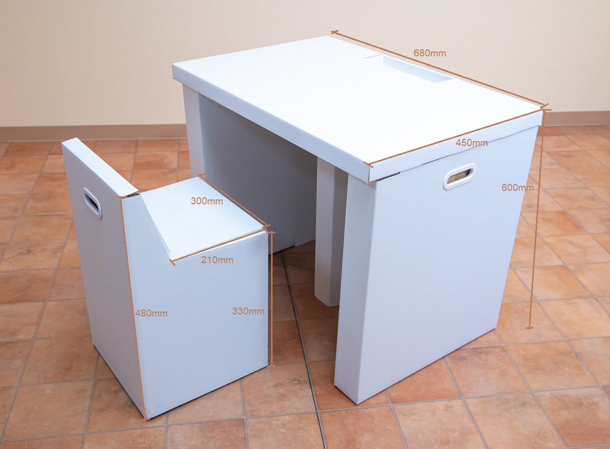 テレワーク用段ボール製デスクセット 日本製, Cardboard Desk and Chair Set for working from home, Made in Japan