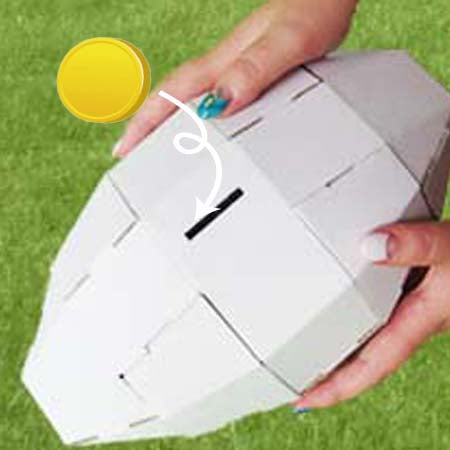 段ボール製 ラグビーボール型貯金箱キット 10個/ケース 日本製, Cardboard Rugby Ball-type Money Bank Kit, 10 count/case, Made in Japan