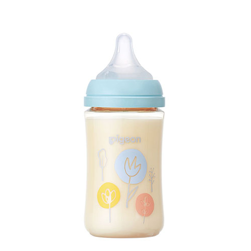 ピジョン 哺乳びん プラスチック(PPSU)  240ml (乳首Mサイズ付）【Flower】Pigeon SofTouch Baby Feeding Bottle Plastic (PPSU) 240ml  (with M size Nipple) 【Flower】