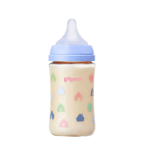 ピジョン 哺乳びん プラスチック(PPSU)  240ml (乳首Mサイズ付）【House】Pigeon SofTouch Baby Feeding Bottle Plastic (PPSU) 240ml  (with M size Nipple) 【House】