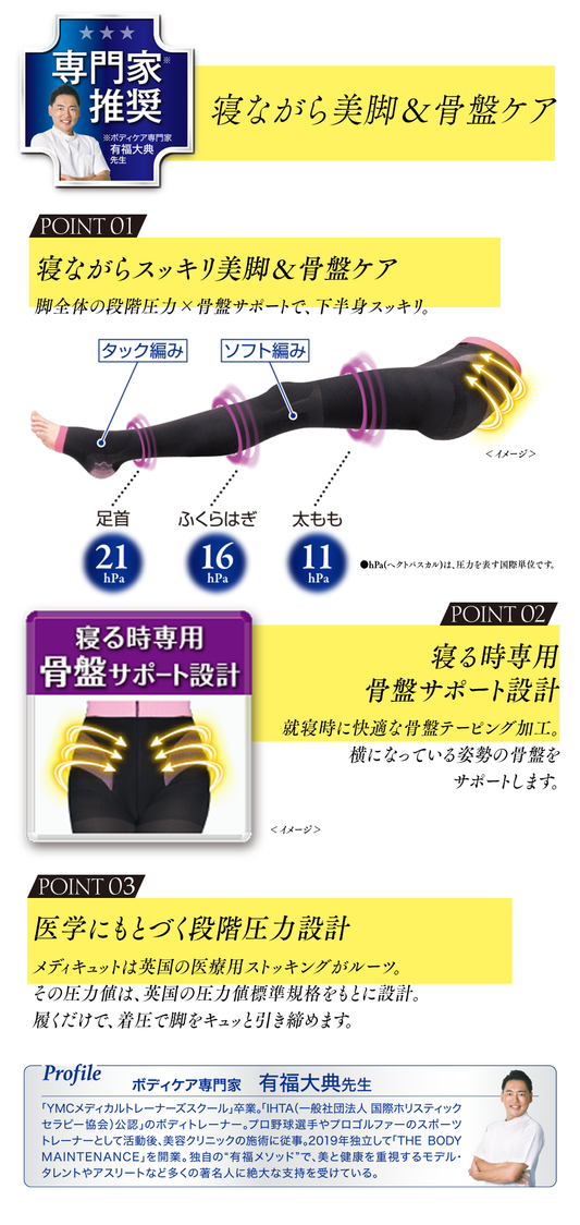 Dr. Scholl メディキュット　ボディシェイプスパッツ　寝ながら美脚＆骨盤ケア L 日本製 Dr. Scholl MediQtto Bodyshape Sliming Spats while sleeping, Pelvis support L, Made in Japan