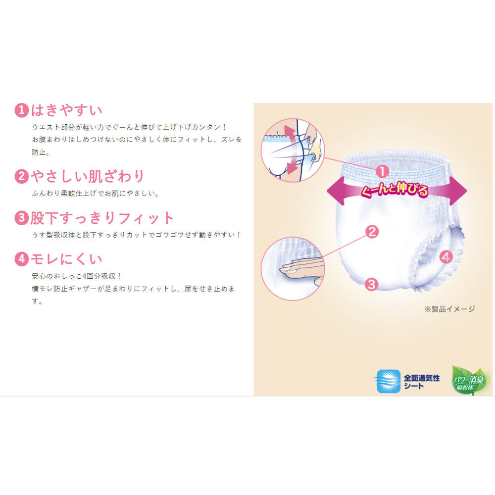 リブドゥ  リフレ はくパンツ うす型長時間安心 お特用パック M32枚 日本製, Livedo REFRE Incontinence Protective Underwear (Adult Diapers), Unisex, M Size 32 count, Made in Japan