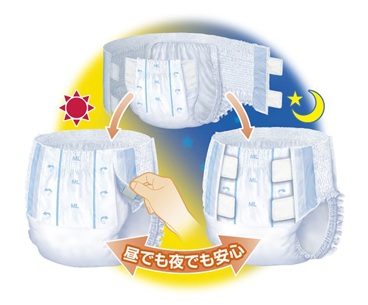 リブドゥ  リフレ へんしん自在 ピタッチパンツ ML14枚 4個パック 日本製 Livedo REFRE Adult Diapers, changeable in two forms according to circumstances, Unisex, ML size 14 count x 4 pack, Made in Japan