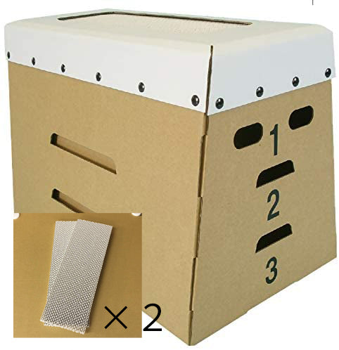 段ボール製猫ハウス とびばこ型 爪とぎ2枚付き 日本製, Cardboard Cat Playhouse Vaulting box-type with scratching board (2 pcs) Made in Japan