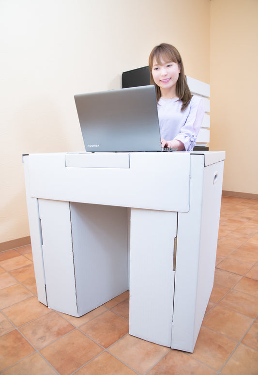 テレワーク用段ボール製デスクセット 日本製, Cardboard Desk and Chair Set for working from home, Made in Japan